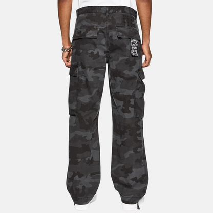 Ksubi Black Camo Fugitive Cargo Pants