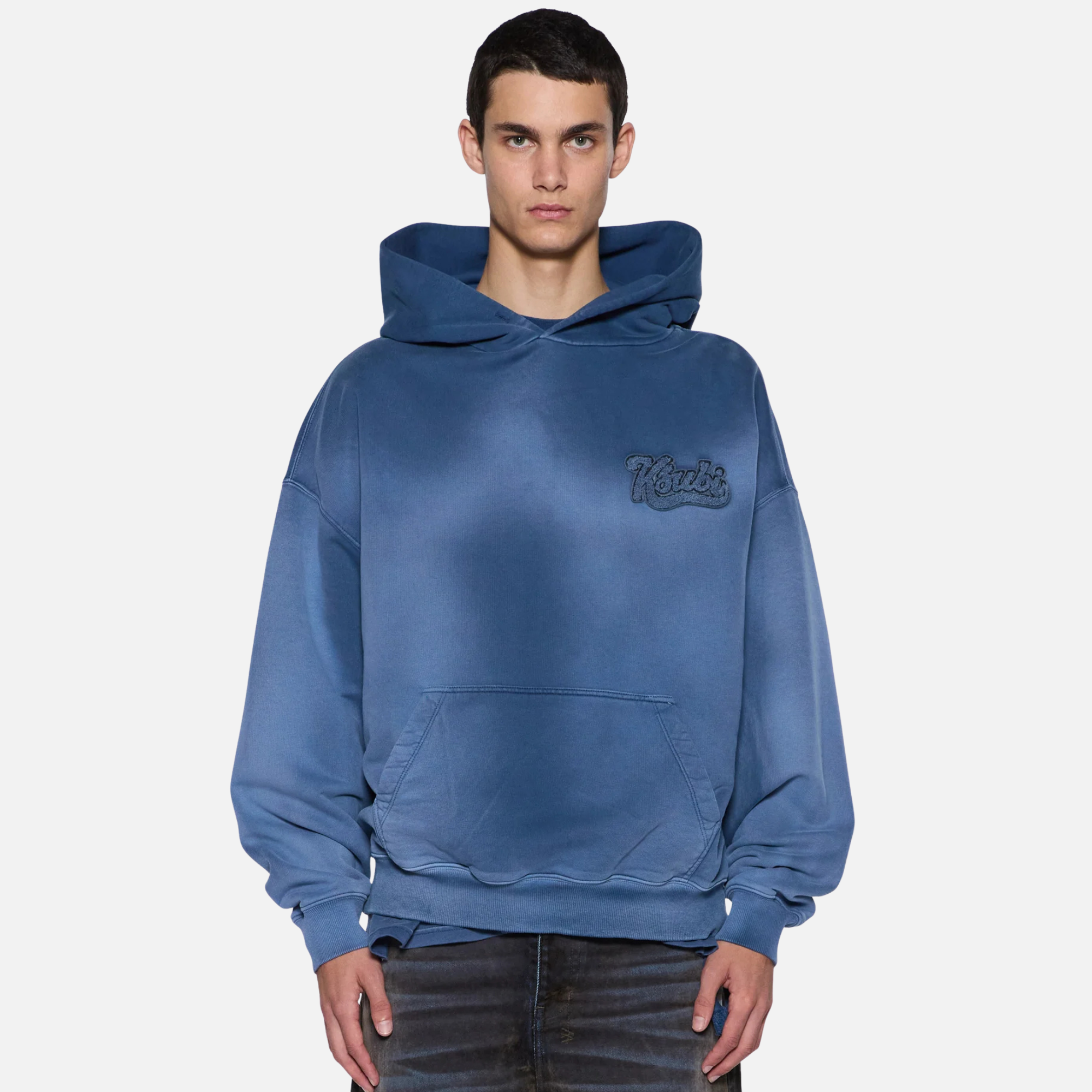 Ksubi Dark Blue Ace Ekcess Ink Fade Hoodie