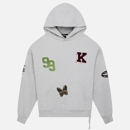 Ksubi Grey Marle Patched Ekcess Hoodie