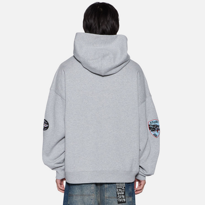 Ksubi Grey Marle Patched Ekcess Hoodie