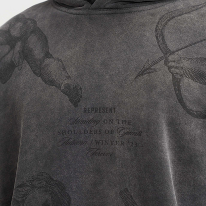 Represent Vintage Grey Cherub All Over Hoodie