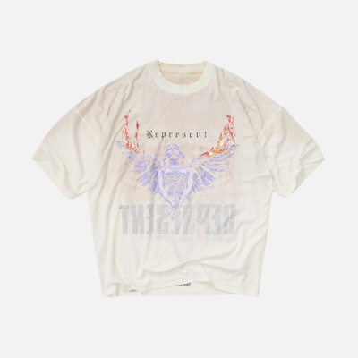 Represent Wahed Ecru Living Legend Legacy Reversible T-Shirt