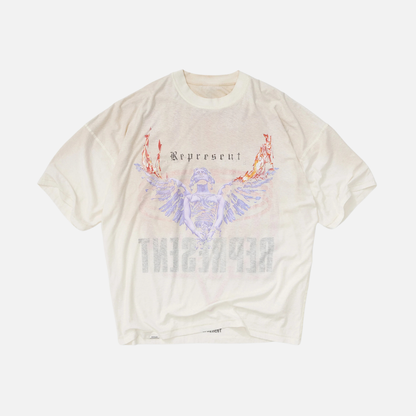 Represent Wahed Ecru Living Legend Legacy Reversible T-Shirt