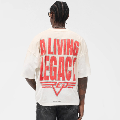 Represent Wahed Ecru Living Legend Legacy Reversible T-Shirt