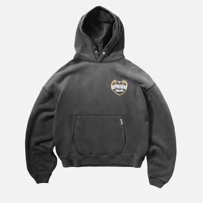 Represent Stained Black Angel Border Hoodie