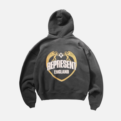 Represent Stained Black Angel Border Hoodie