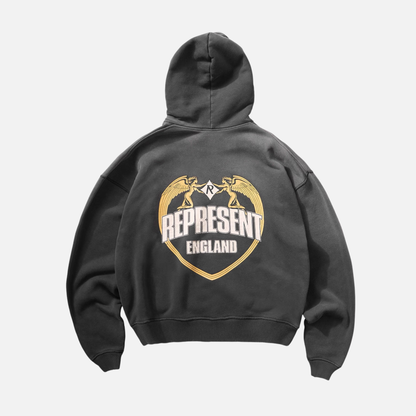 Represent Stained Black Angel Border Hoodie