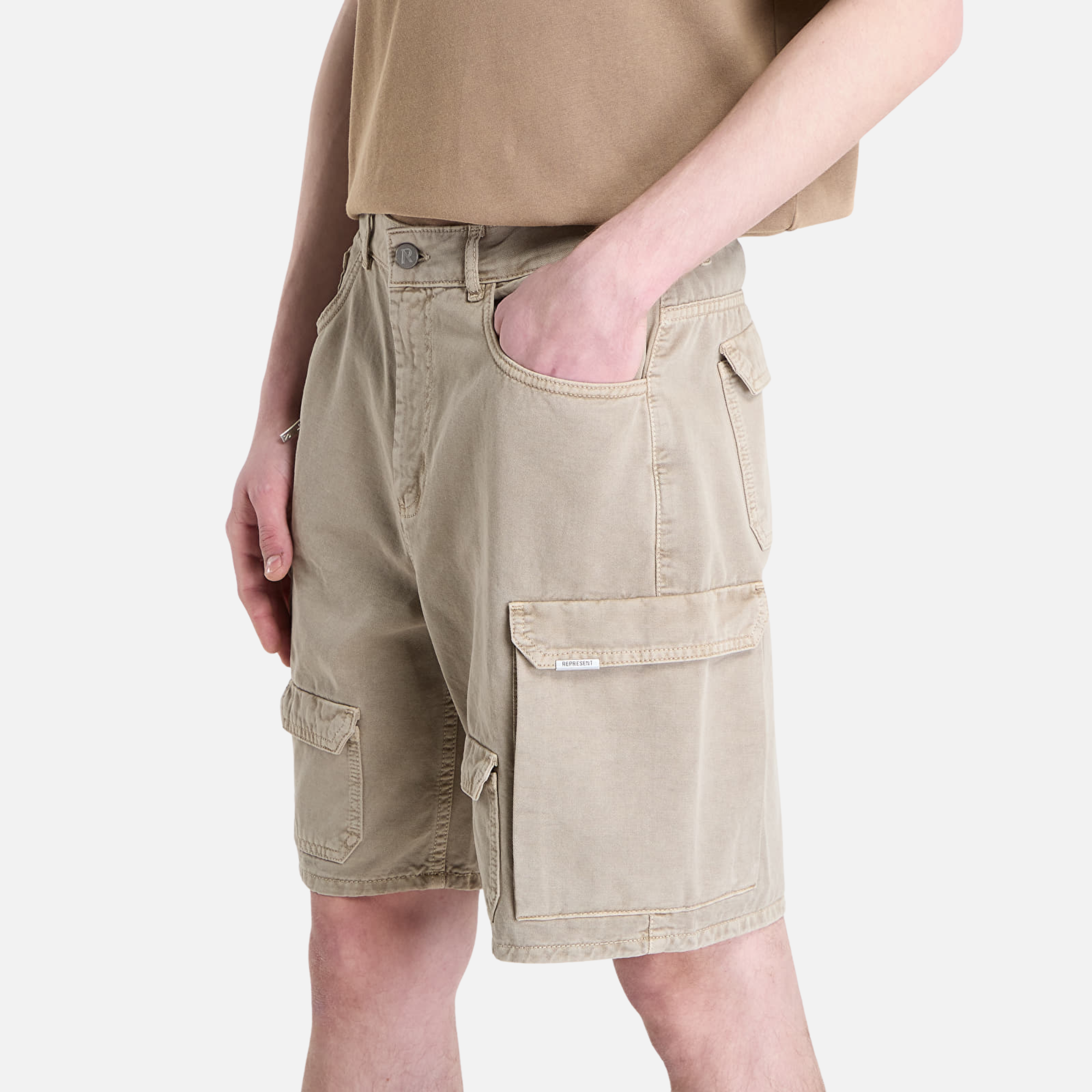 Represent Loaded Beige Cargo Shorts