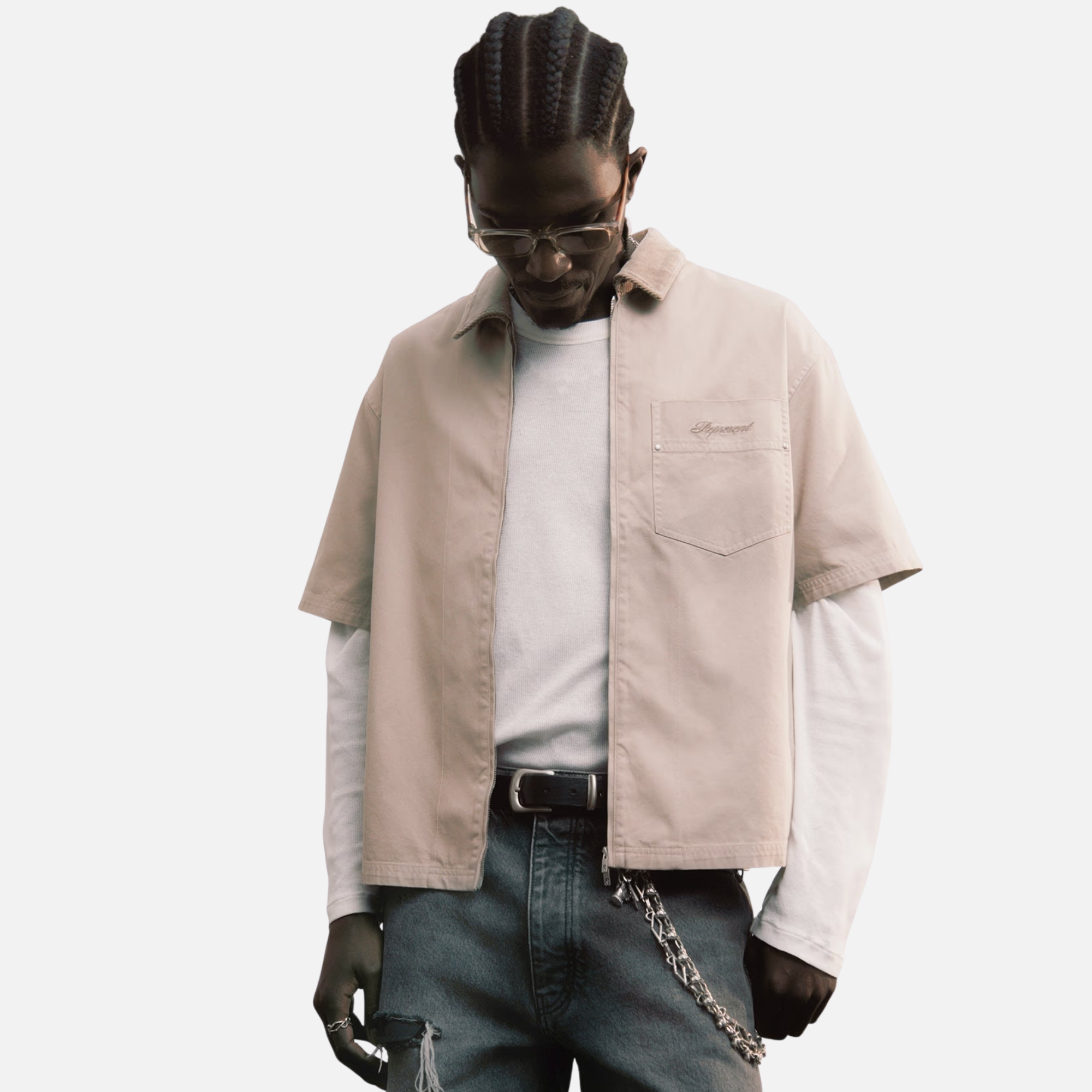 Represent Khaki Ramona Zipped Shirt