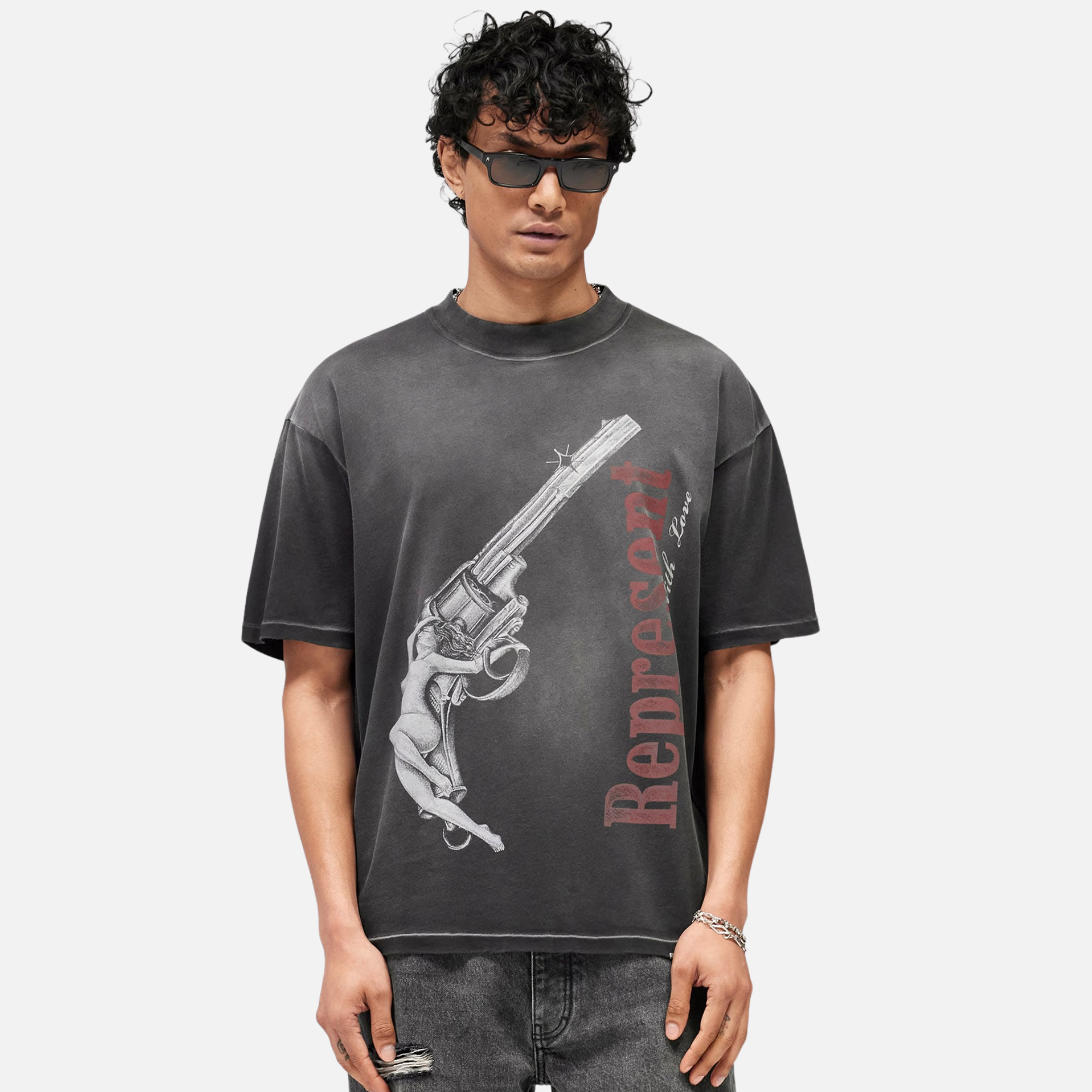 Represent Loaded With Love Black Wash T-Shirt