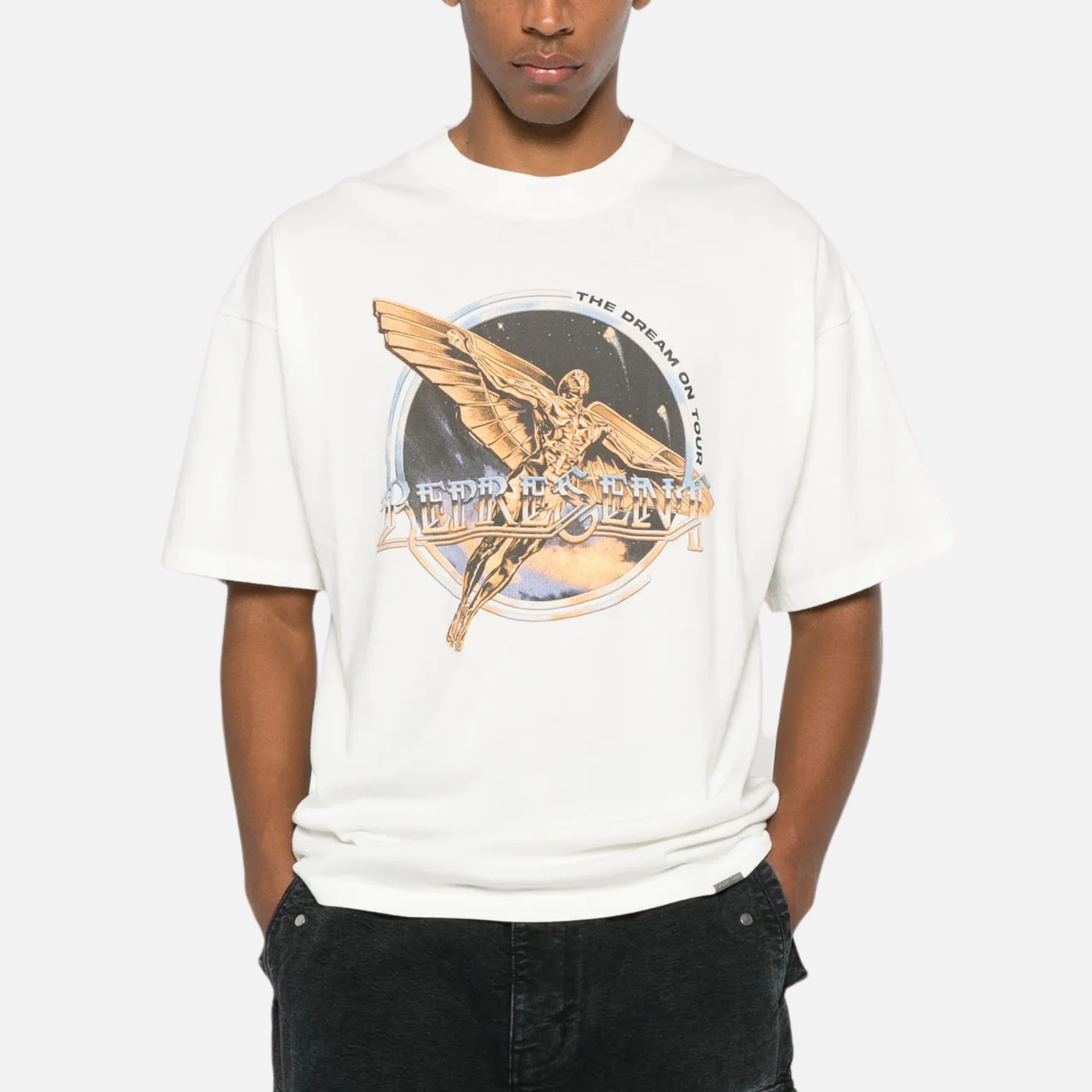 Represent Golden Tour White T-Shirt – Puffer Reds