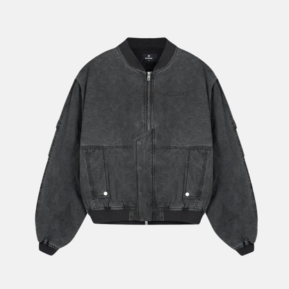 Represent Stained Black Inset Sleeve Bomber Jacket