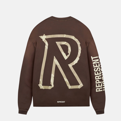 Represent Cedar Brown Masking Tape Initials LS T-Shirt
