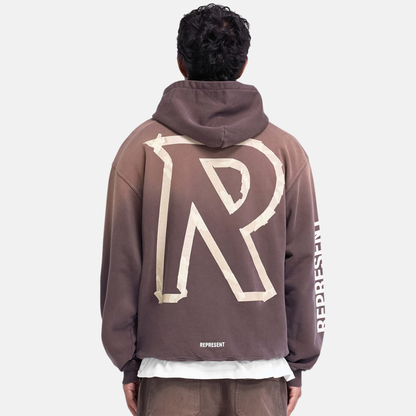 Represent Cedar Brown Masking Tape Initial Hoodie