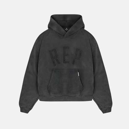 Represent Vintage Black Rep Applique Hoodie