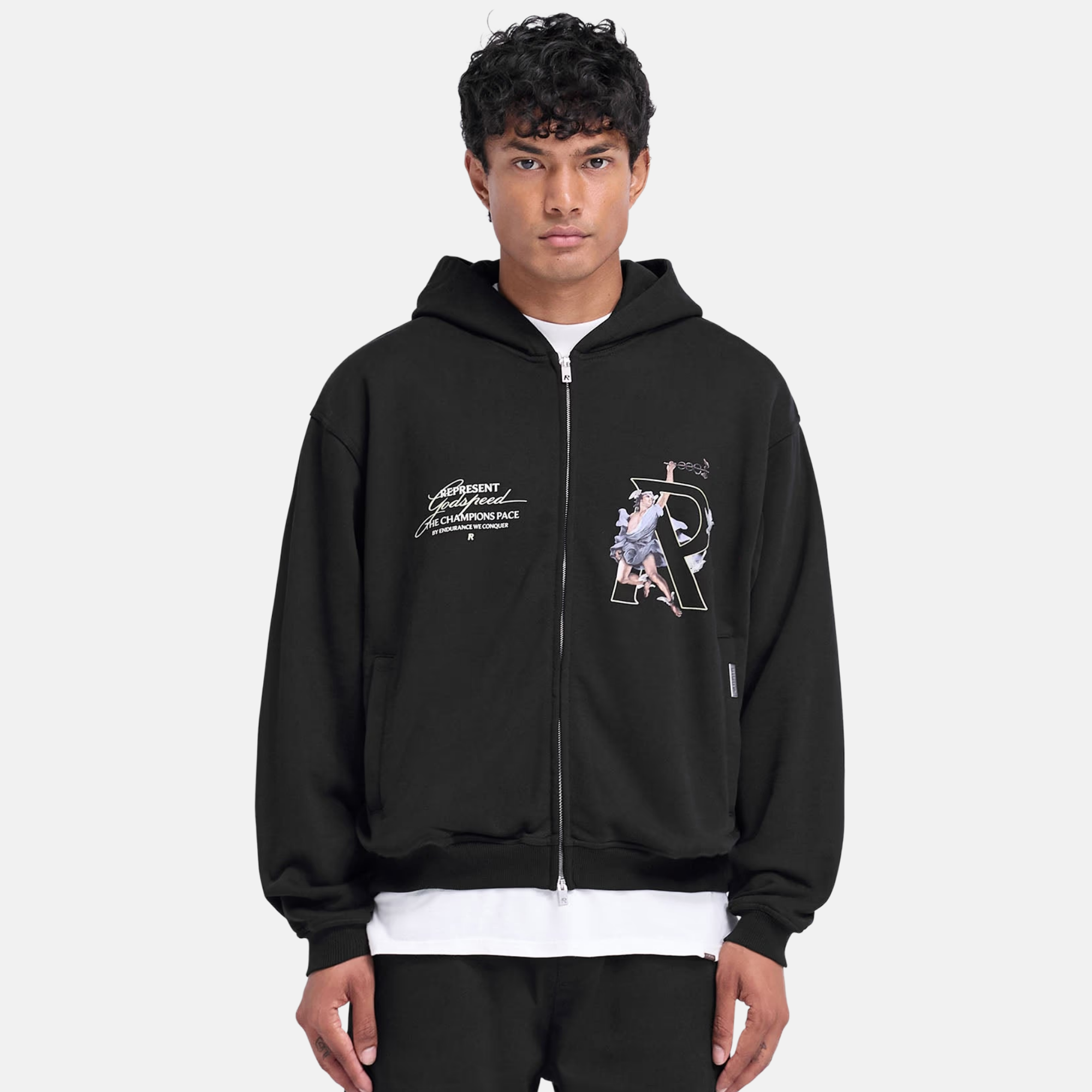 Represent Black Hermes Full-Zip Hoodie