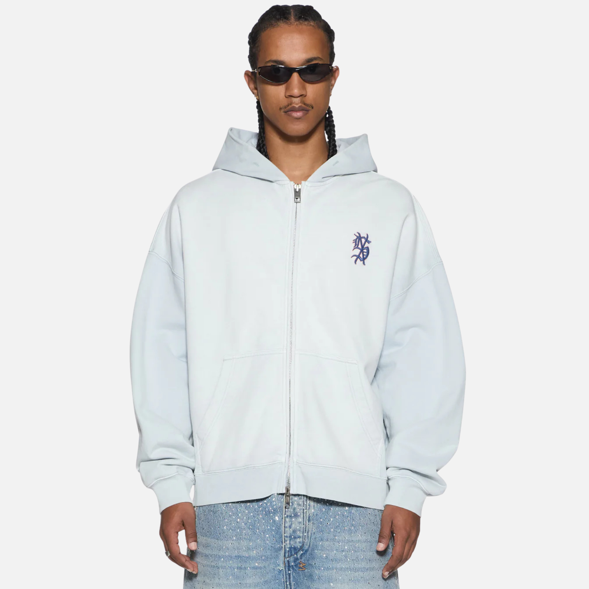 Ksubi Blue Ice Mist Effect Ekcess Full-Zip Hoodie