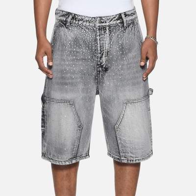 Ksubi Maxx Operator Charcoal Konkrete Crystal Shorts