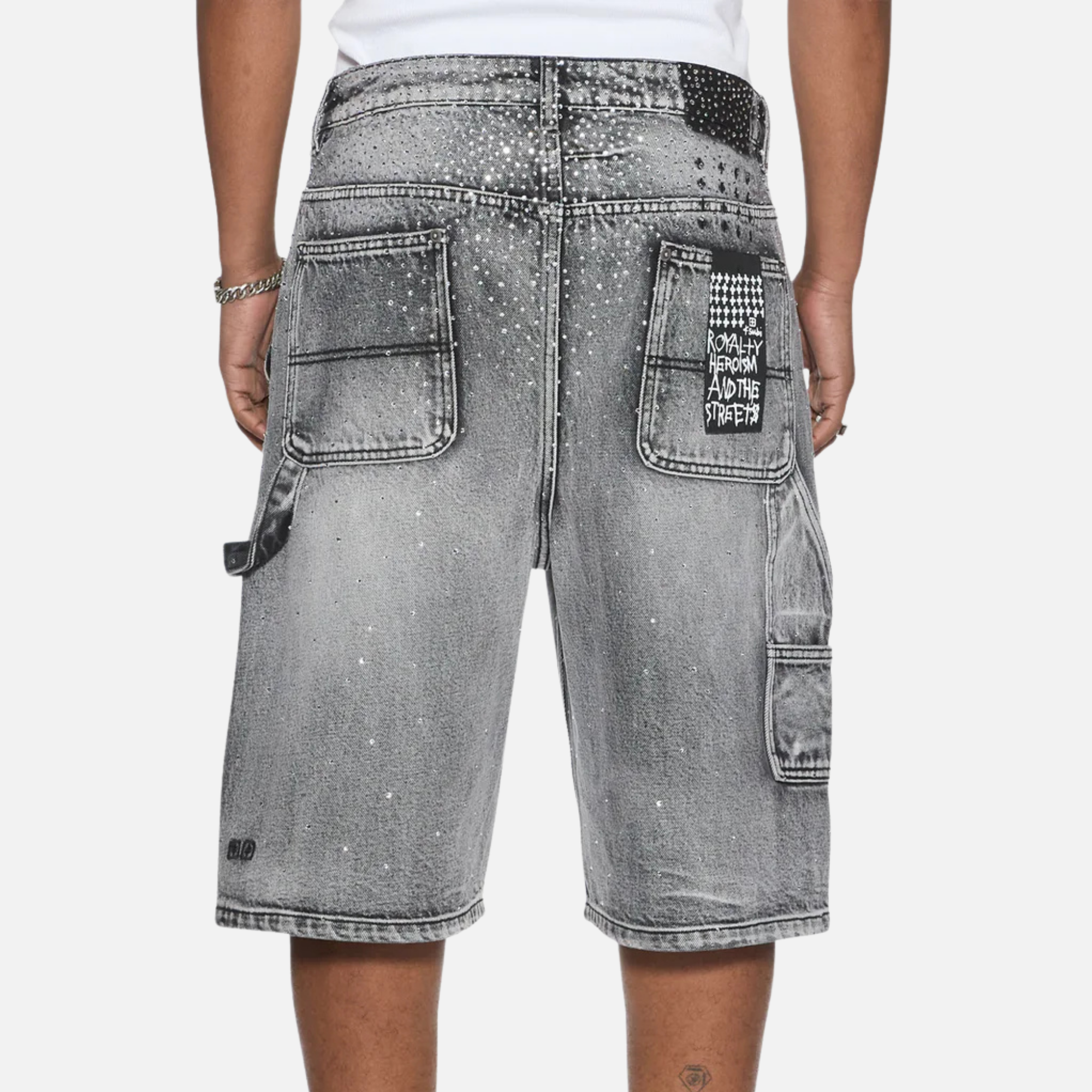 Ksubi Maxx Operator Charcoal Konkrete Crystal Shorts