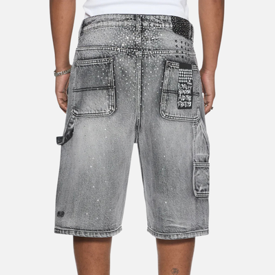Ksubi Maxx Operator Charcoal Konkrete Crystal Shorts