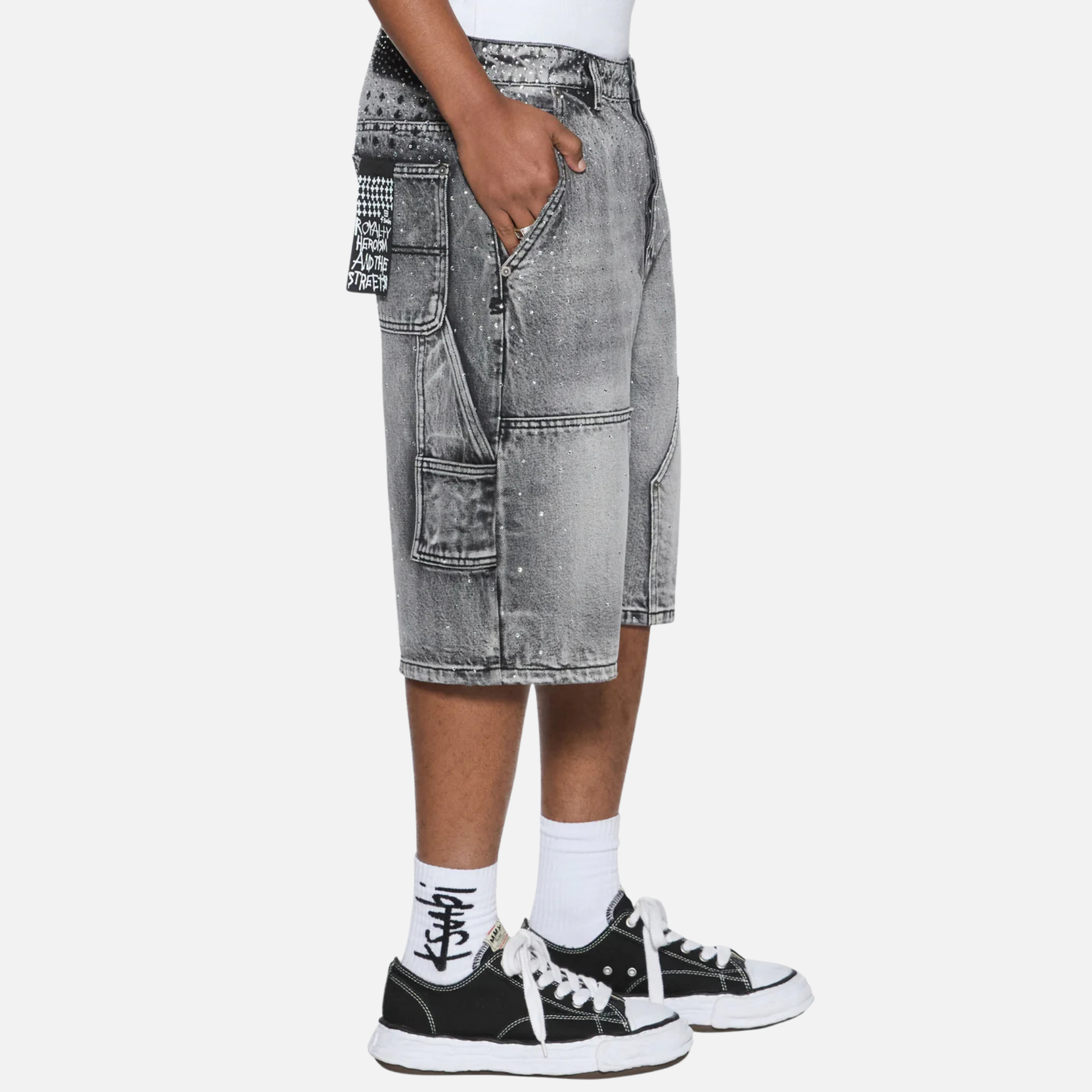 Ksubi Maxx Operator Charcoal Konkrete Crystal Shorts