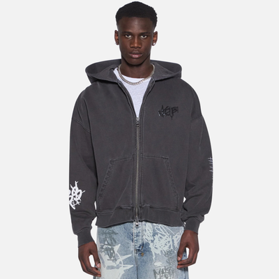 Ksubi Black Graff Ekcess Full-Zip Hoodie