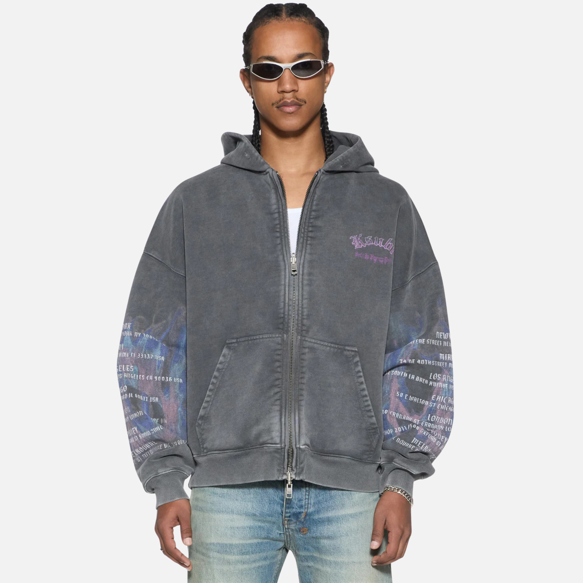 Ksubi Charcoal Fallen Ekcess Full-Zip Hoodie