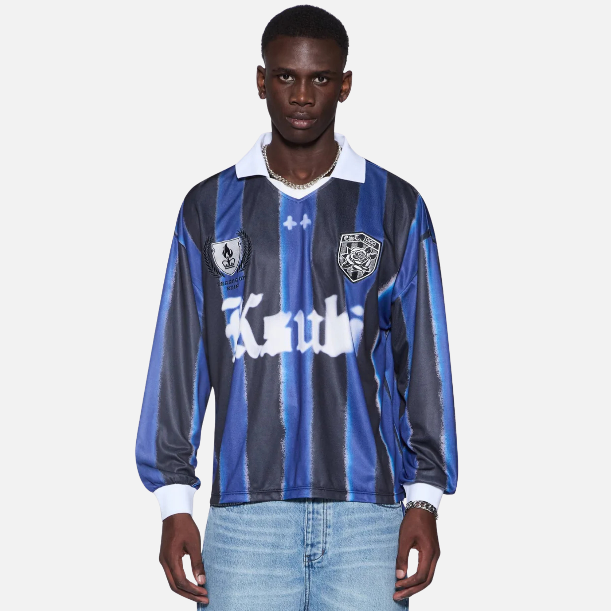 Ksubi Offside Long-Sleeve Mesh Stripe Jersey