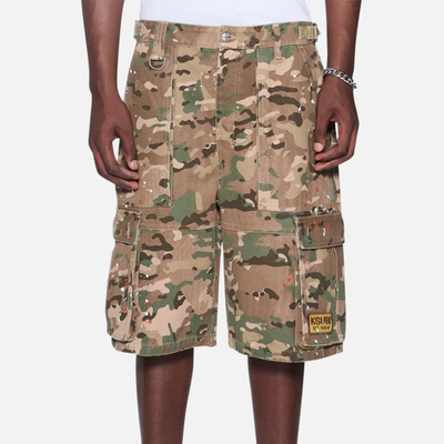 Ksubi Trooper Woodland Camo Cargo Shorts