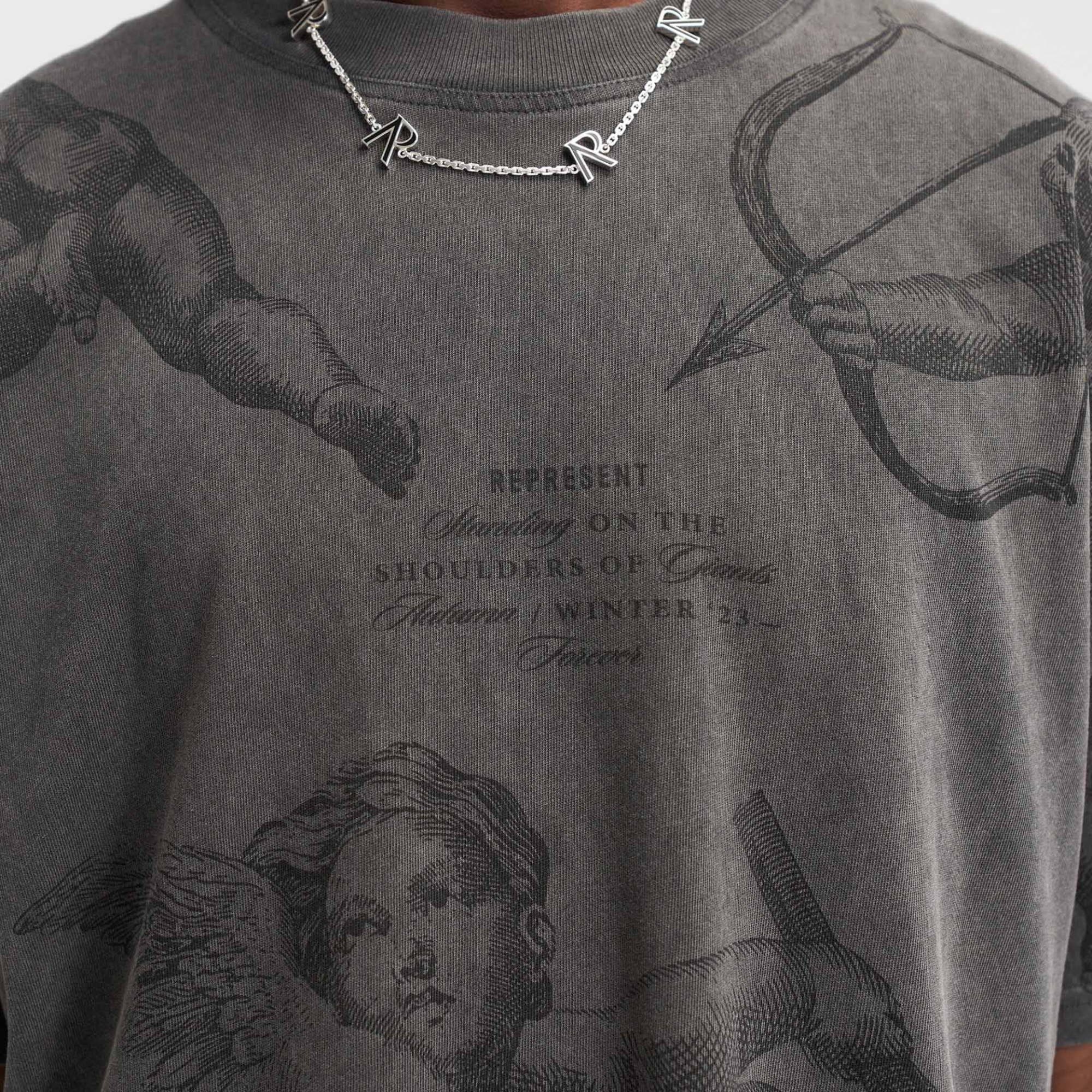 Represent Vintage Grey Cherub All Over T-Shirt
