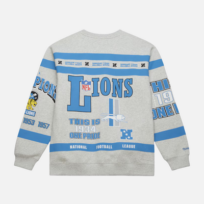 Mitchell & Ness NFL AOP Fleece Crew Vintage Logo Detroit Lions
