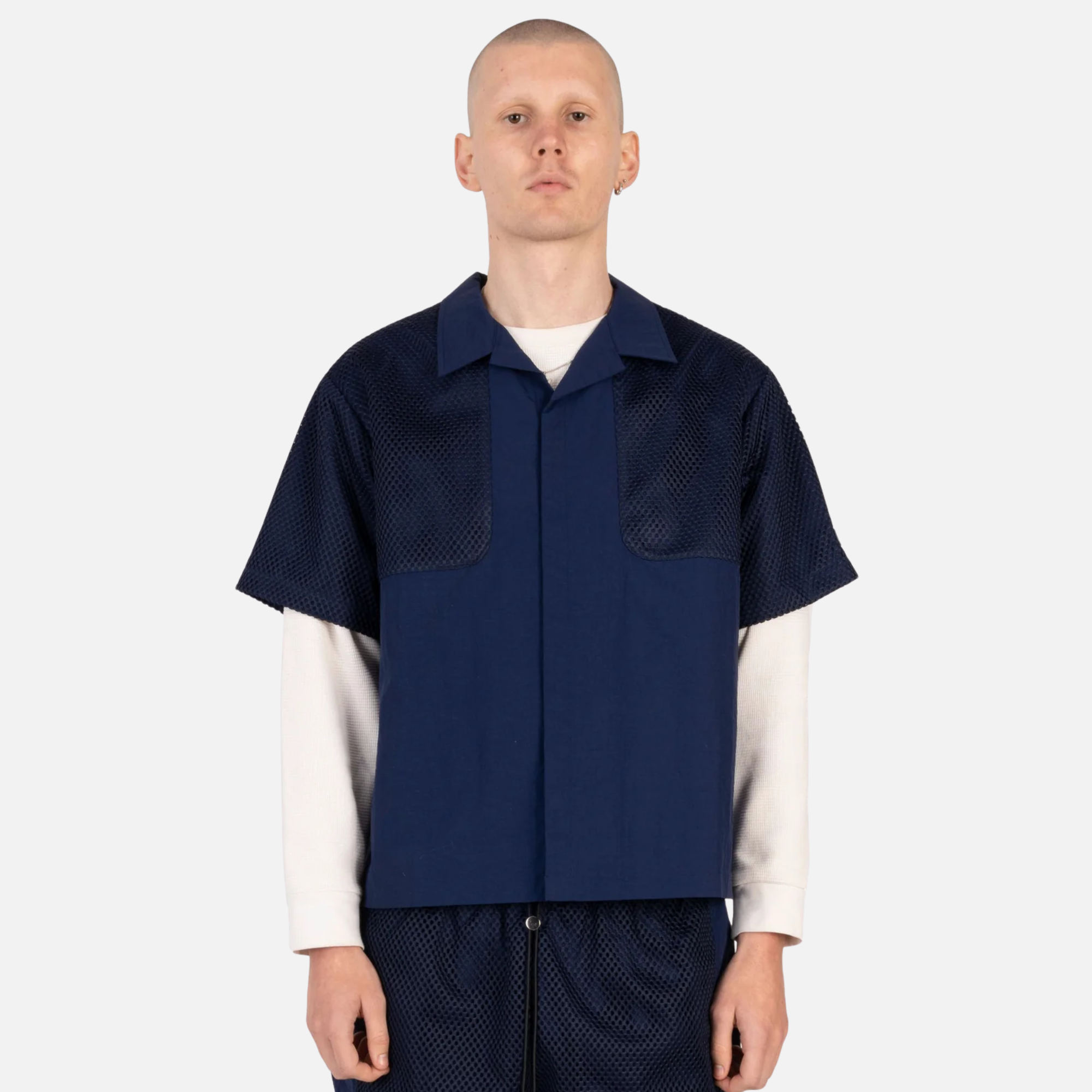 Nash New York Navy Mesh Layered Shirt