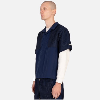 Nash New York Navy Mesh Layered Shirt