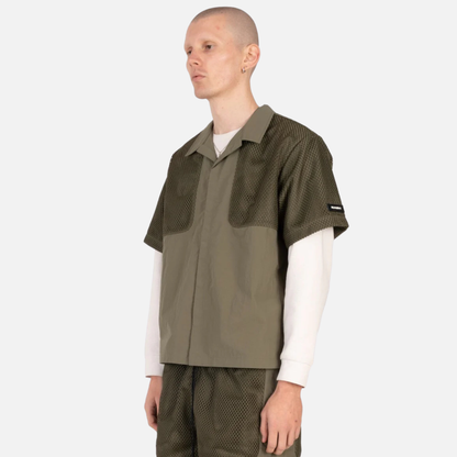 Nash New York Olive Mesh Layered Shirt