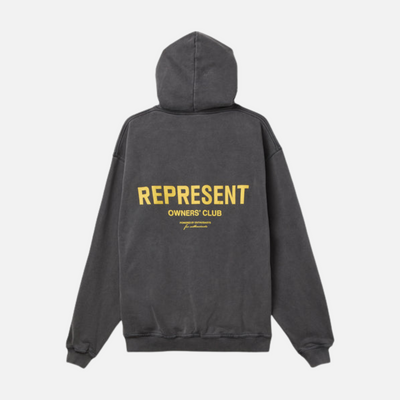 Represent Vintage Grey Yellow Owners Club Hoodie
