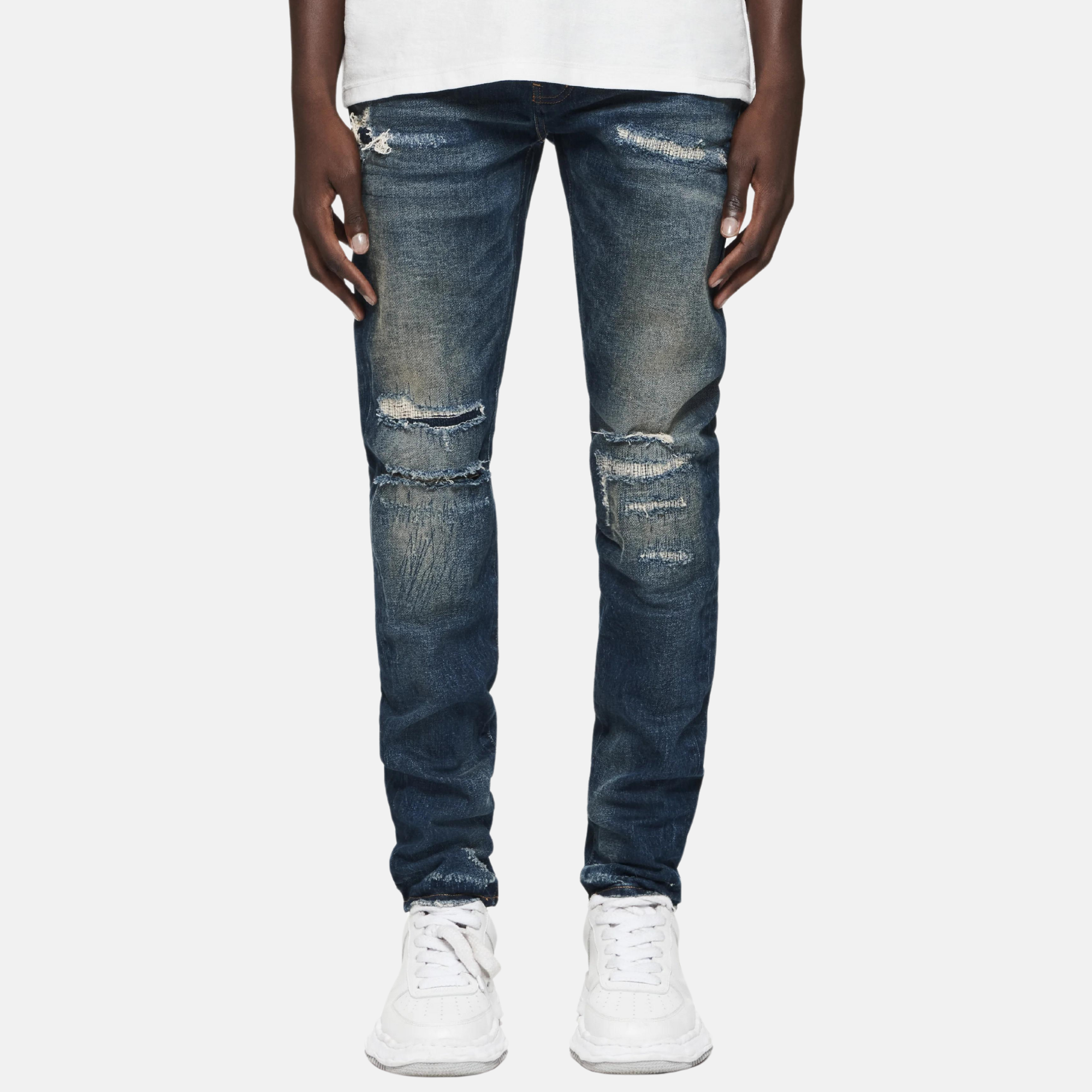 Purple Brand Dark Indigo Light Destroy Jeans