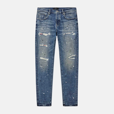 Purple Brand Skinny Plaid Paint Repair Jeans