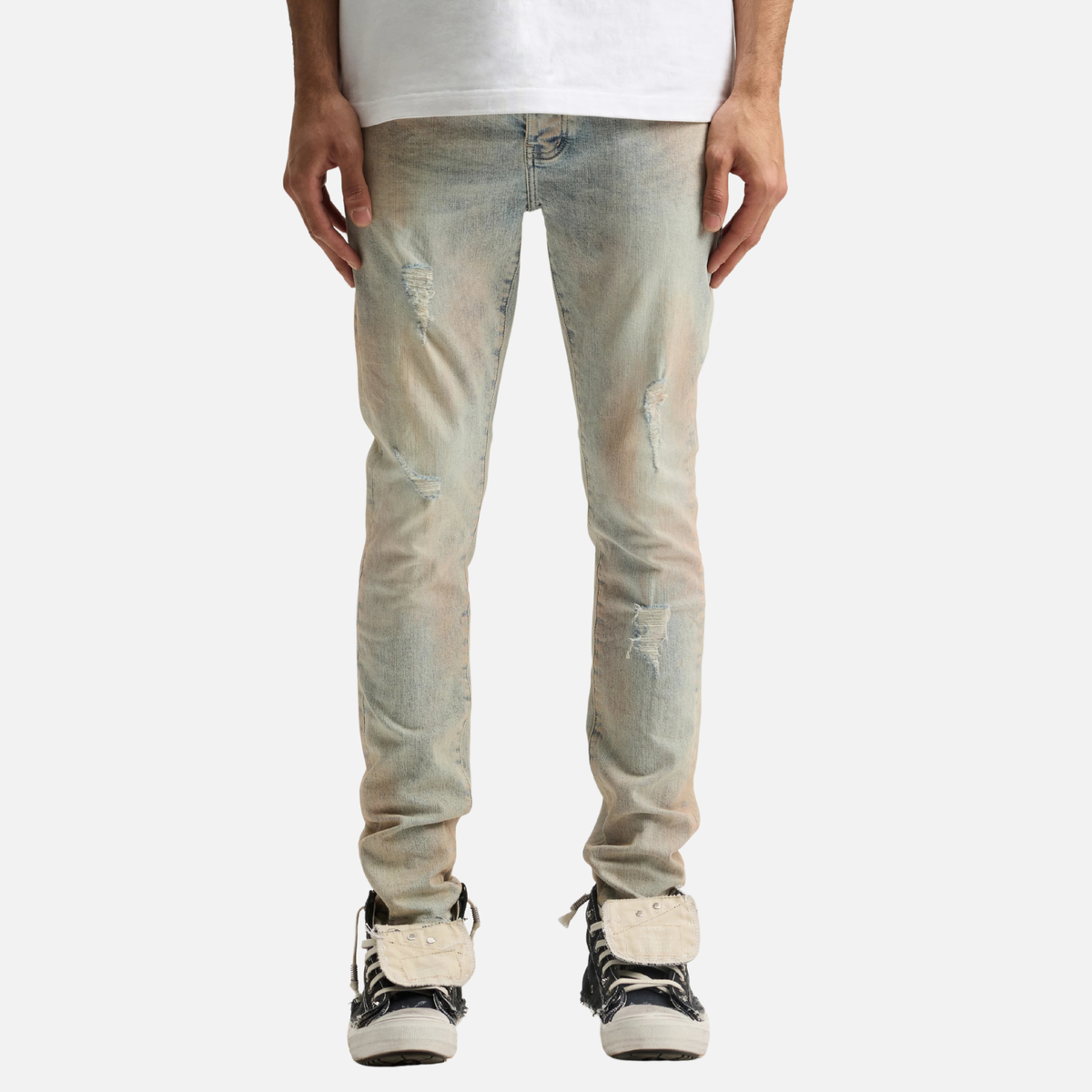 Purple Brand Skinny Pink Mud Distressed Jeans