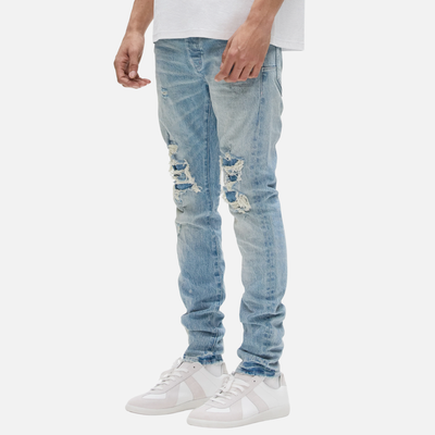Purple Brand Light Indigo Garda Repair Skinny Jeans