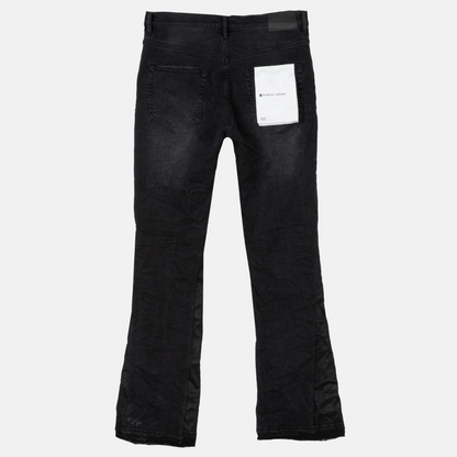 Purple Brand Black Double Panels Flare Blowouts Jeans