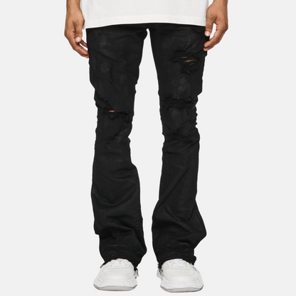 Purple Brand Black Double Panels Flare Jeans