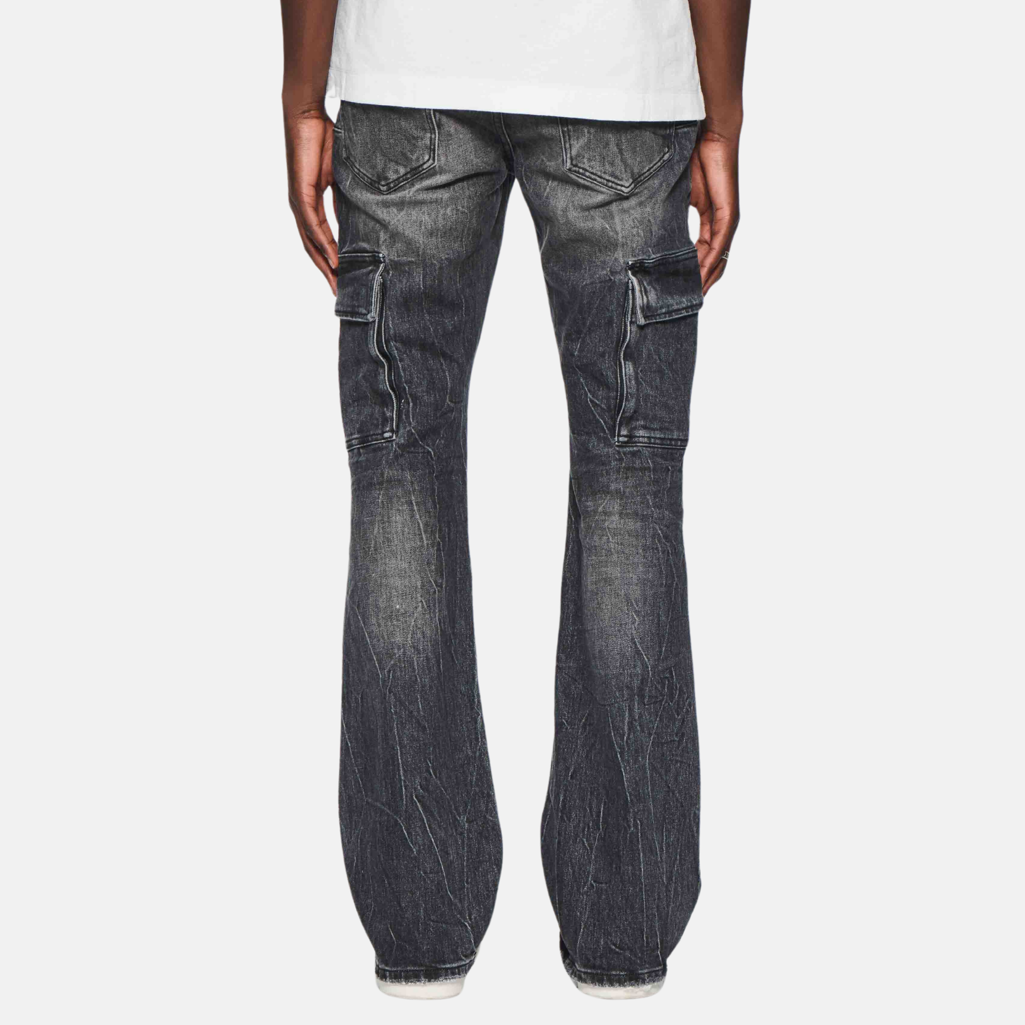 Purple Brand Black Cargo Flare Jeans