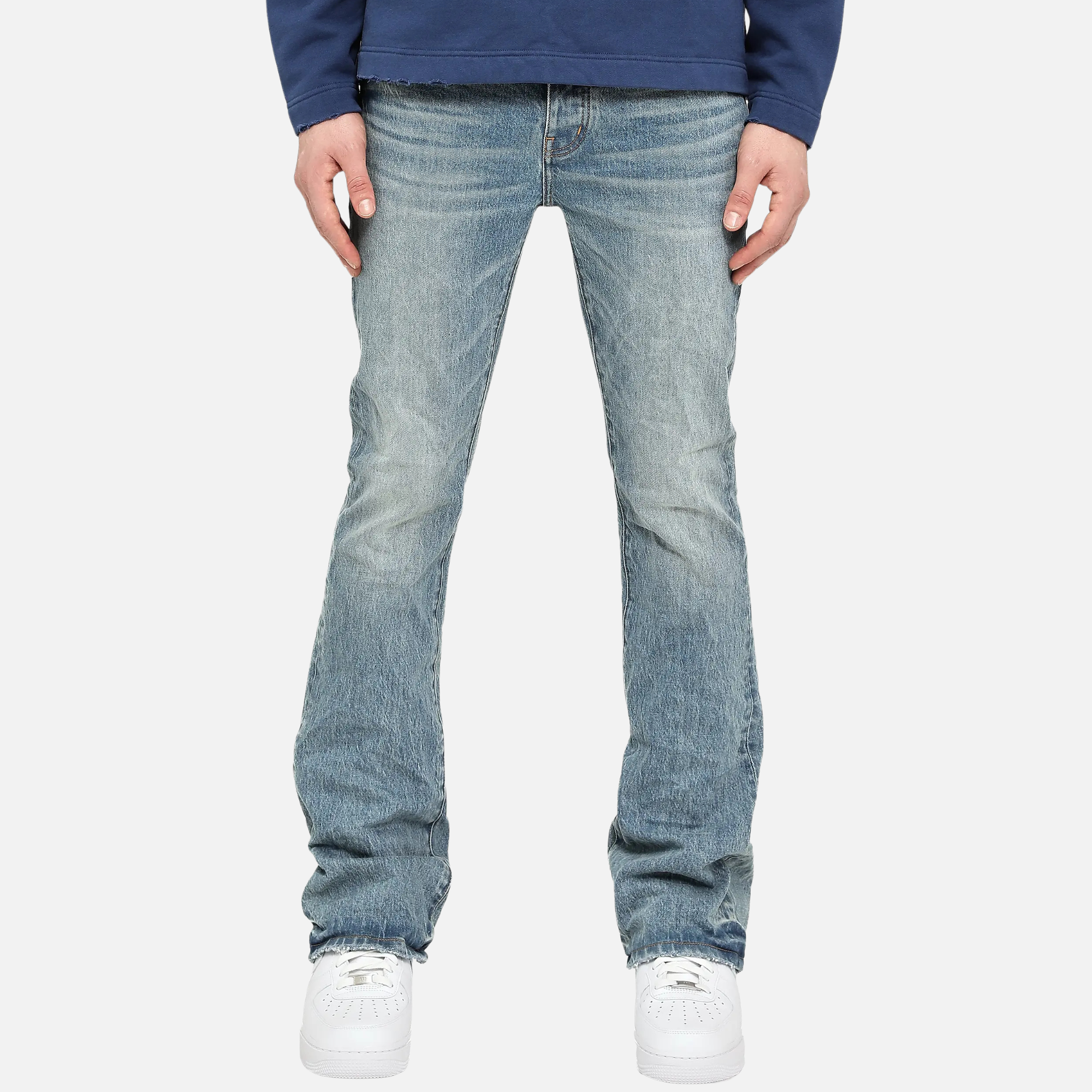 Purple Brand Light Indigo Flare Worn Jeans