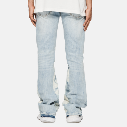 Purple Brand Light Indigo Double Panels Flare Blowout Jeans