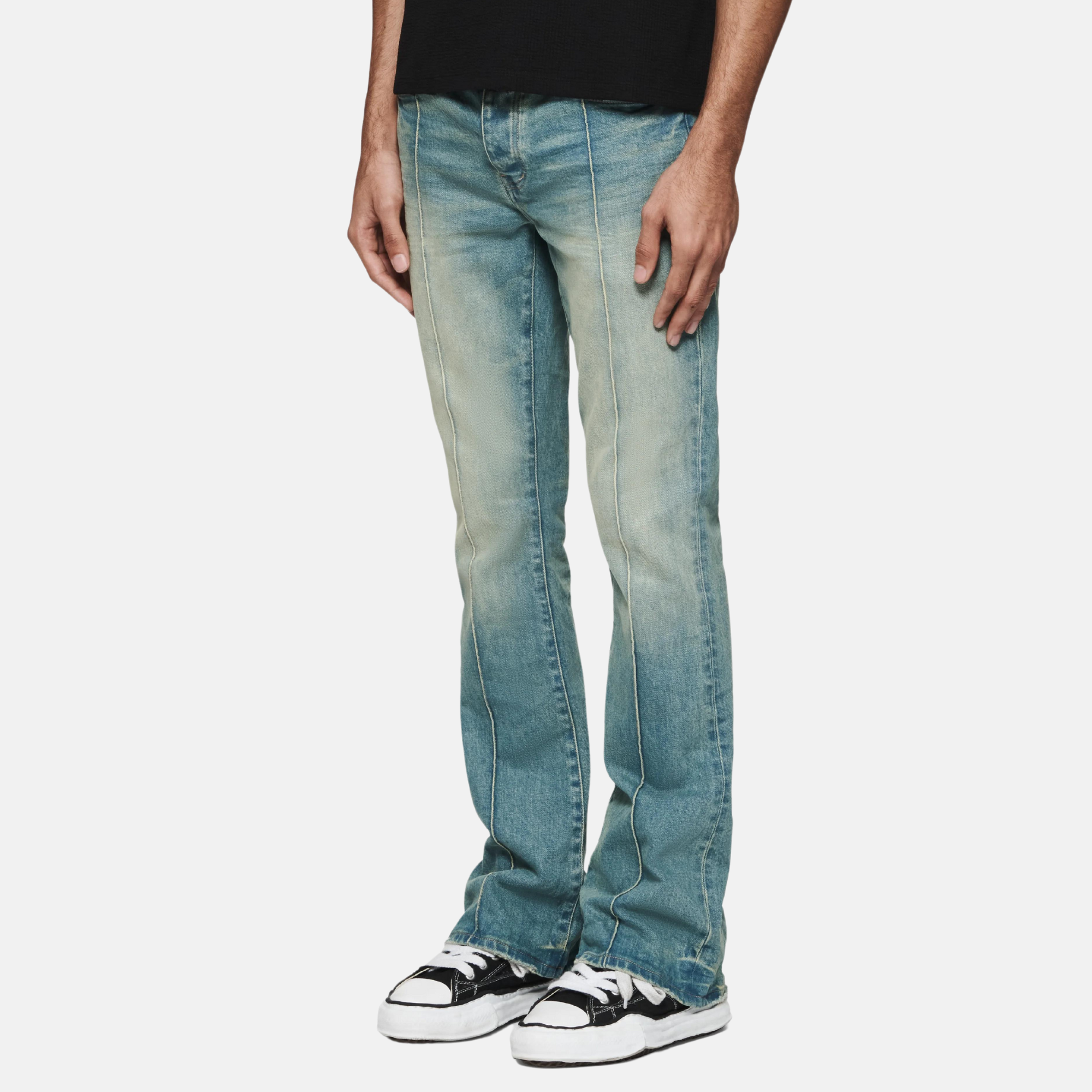 Purple Brand Light Indigo Pintuck Flare Overdye Jeans Purple Brand Light Indigo Pintuck Flare Overdye Jeans