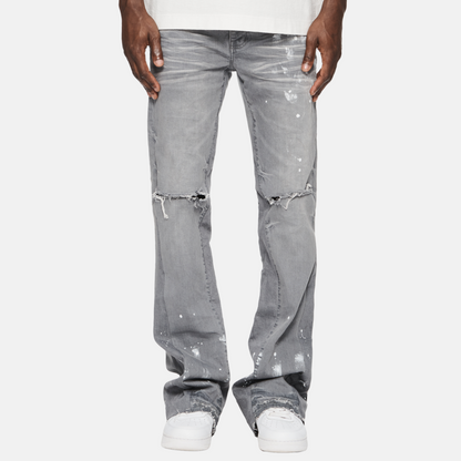 Purple Brand Grey Double Panels Flare Blowouts Jeans