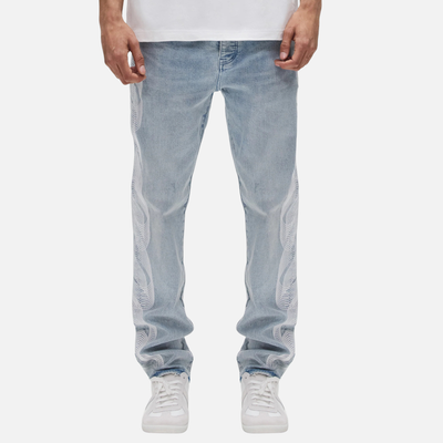 Purple Brand Embroidery Logo Light Indigo Jeans
