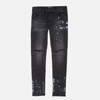 Purple Brand Black Knee Split Paint Splatter Jeans