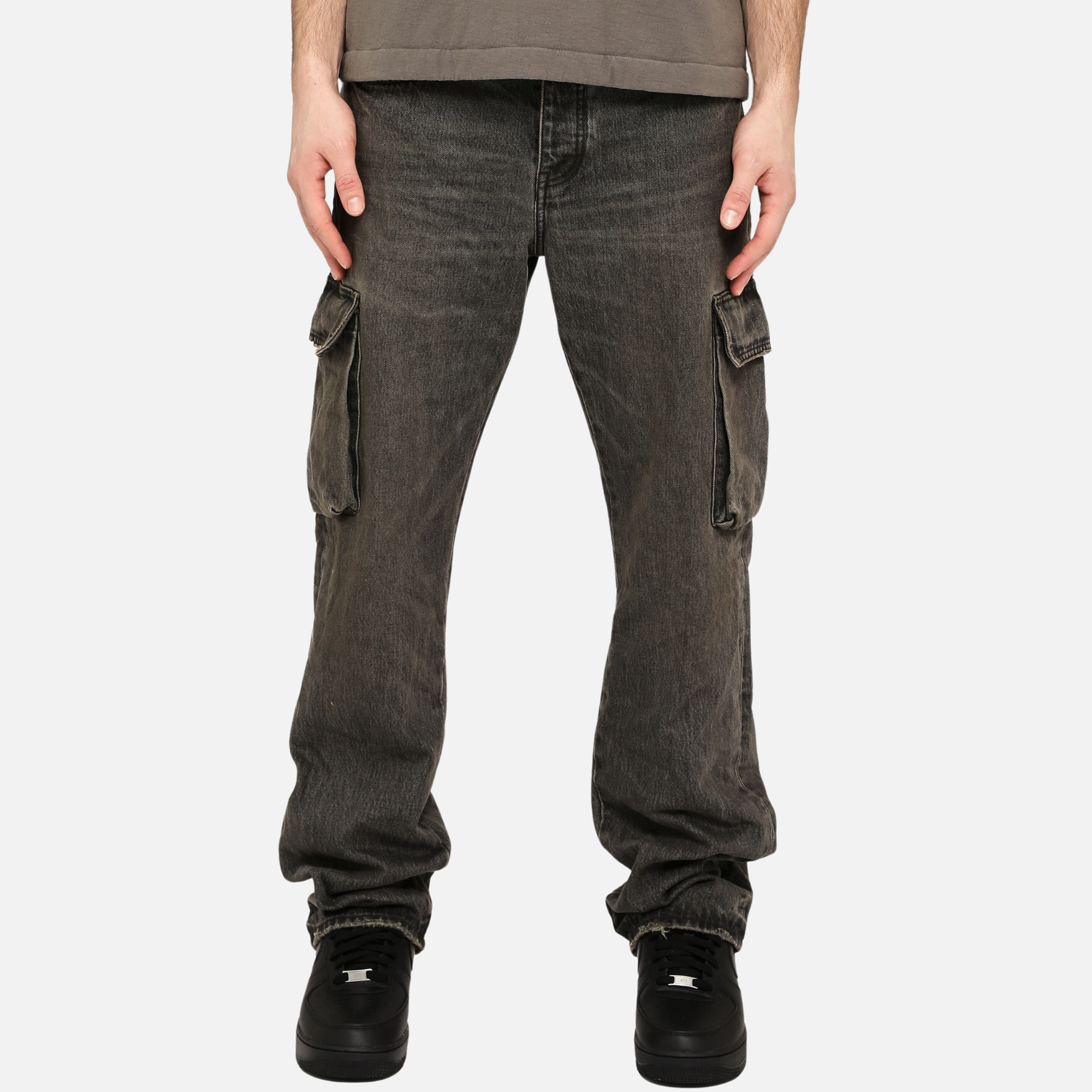 Purple Brand Washed Black Ashfall Cargo Jeans