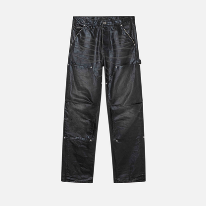 Purple Brand Black Open Carpenter Panel Coated Jeans